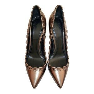 Burberry Women's Metallic Gold Leather Pointed Toe Pumps Size 36 EU
